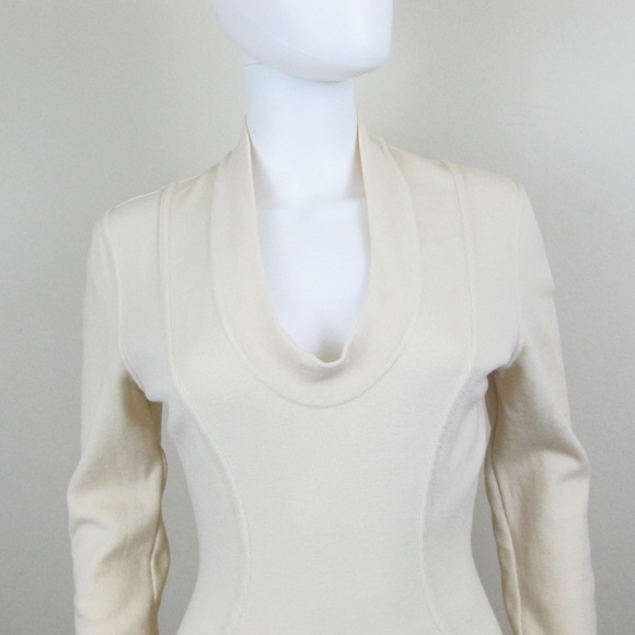 Alaia | Cream Wool Knit Bodycon Vintage Dress XS - Picture 2 of 8